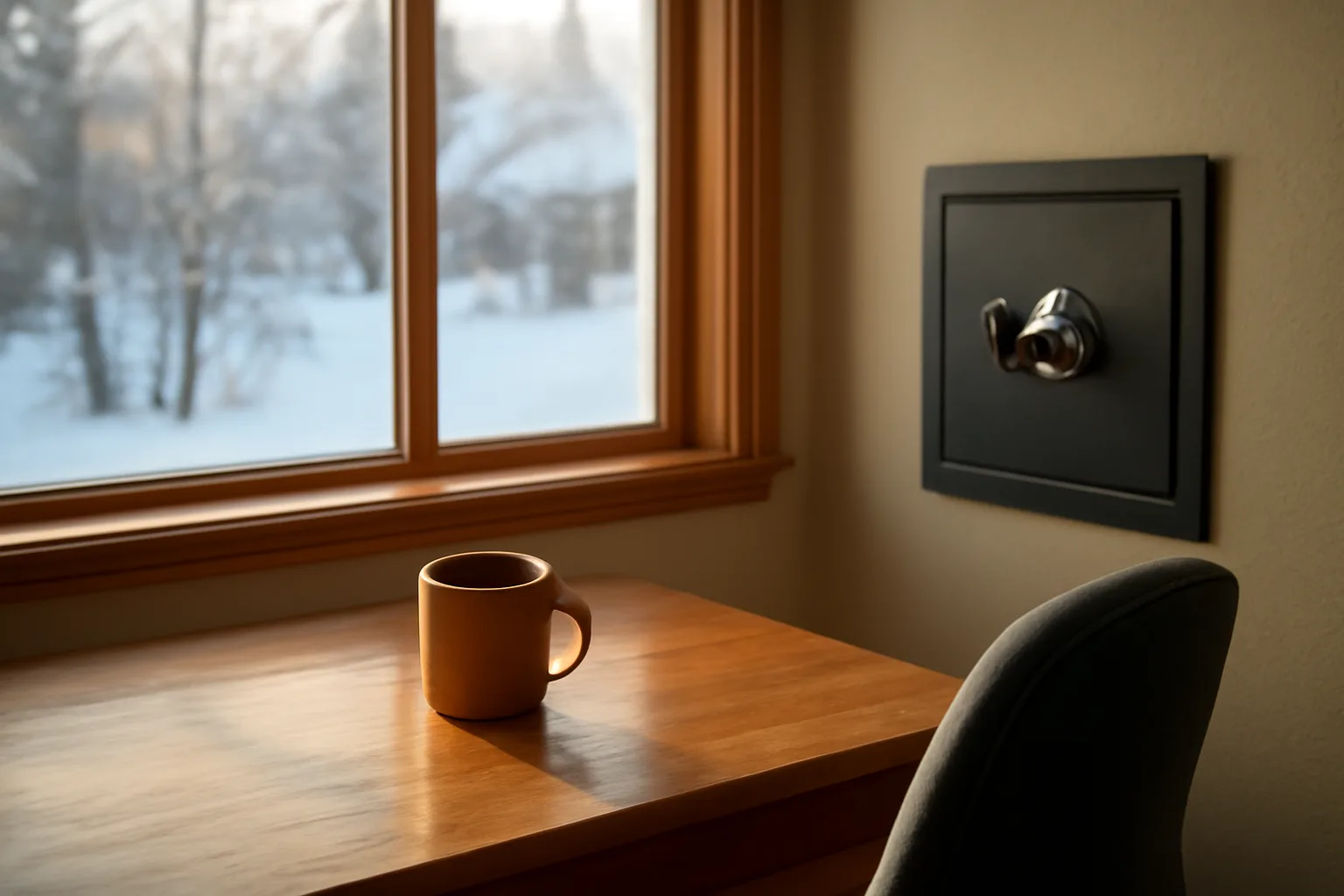 Home office for an Alaska home-based FFL renewal with desk and wall safe