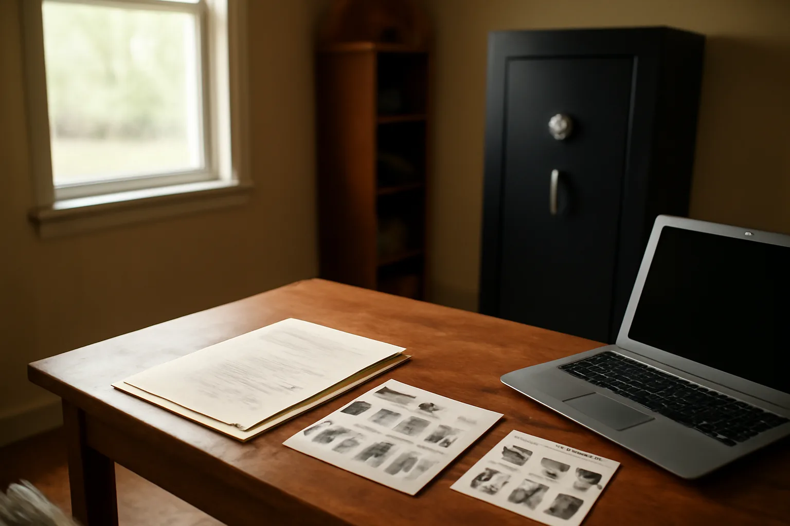 Home-based FFL application setup on a desk in an Arkansas home