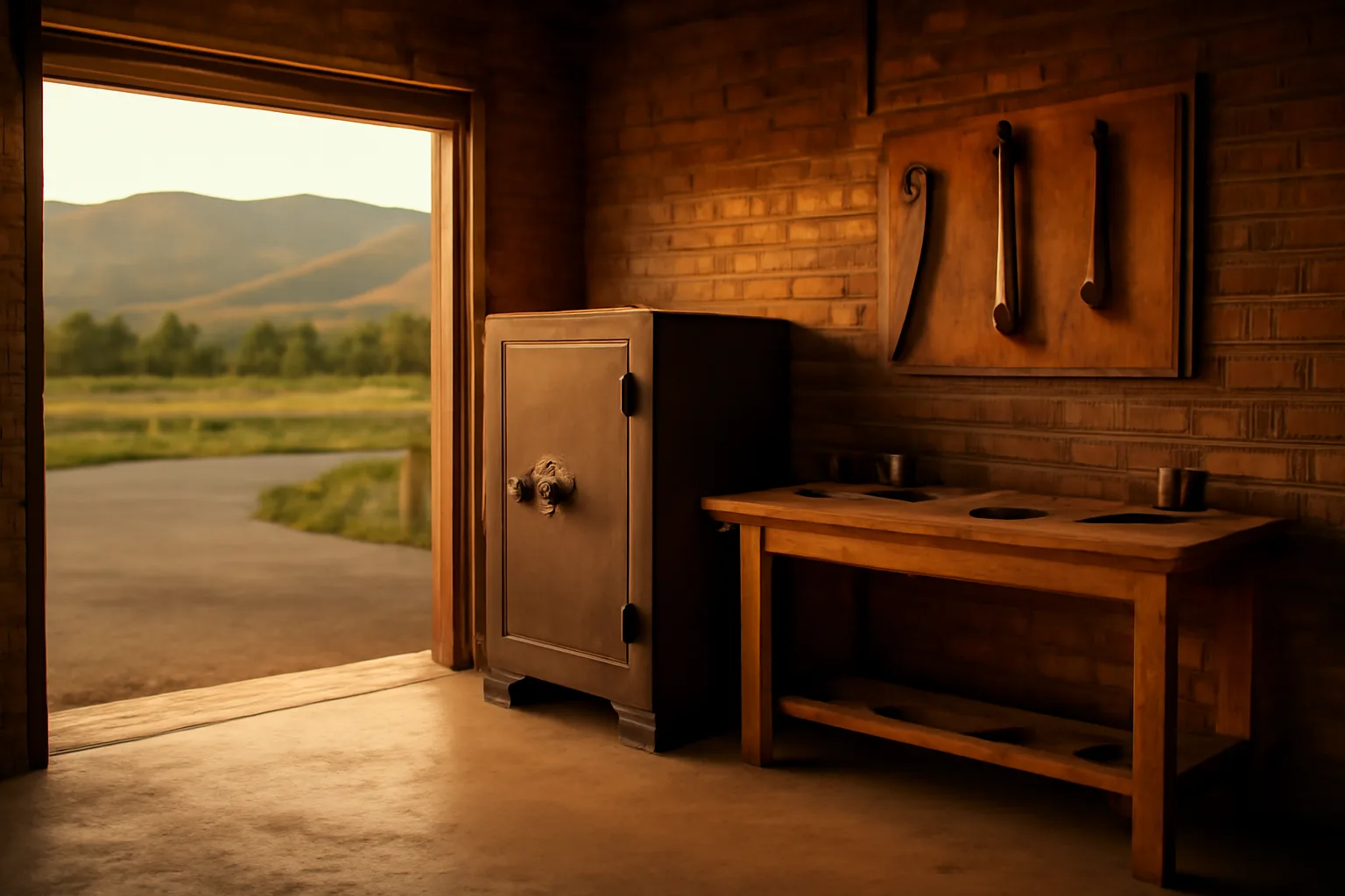 Unmarked steel safe in a Colorado garage for a home FFL