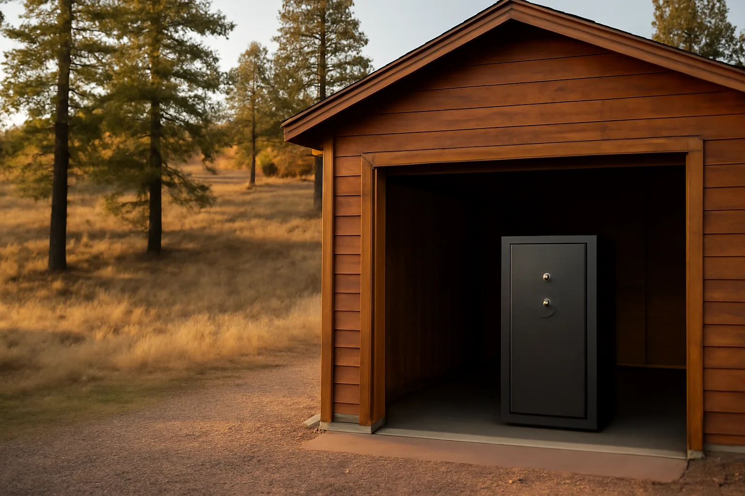 Closed gun safe in a Colorado garage for a home-based FFL