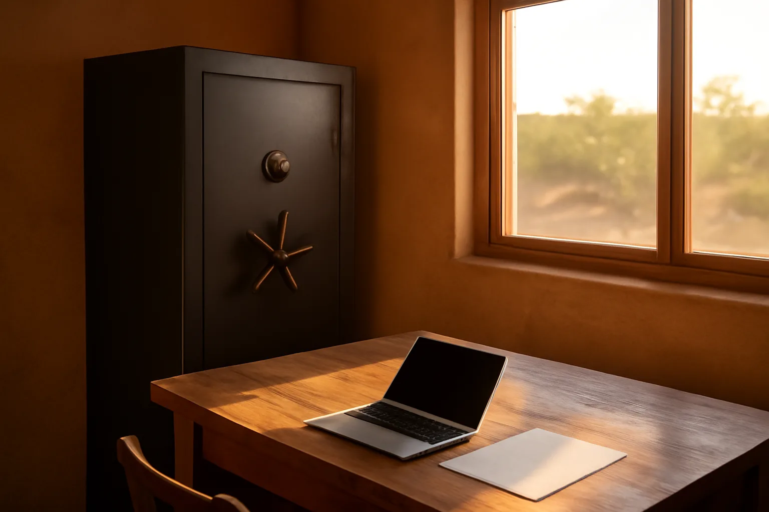 Arizona home office setup for a home-based FFL with gun safe and paperwork