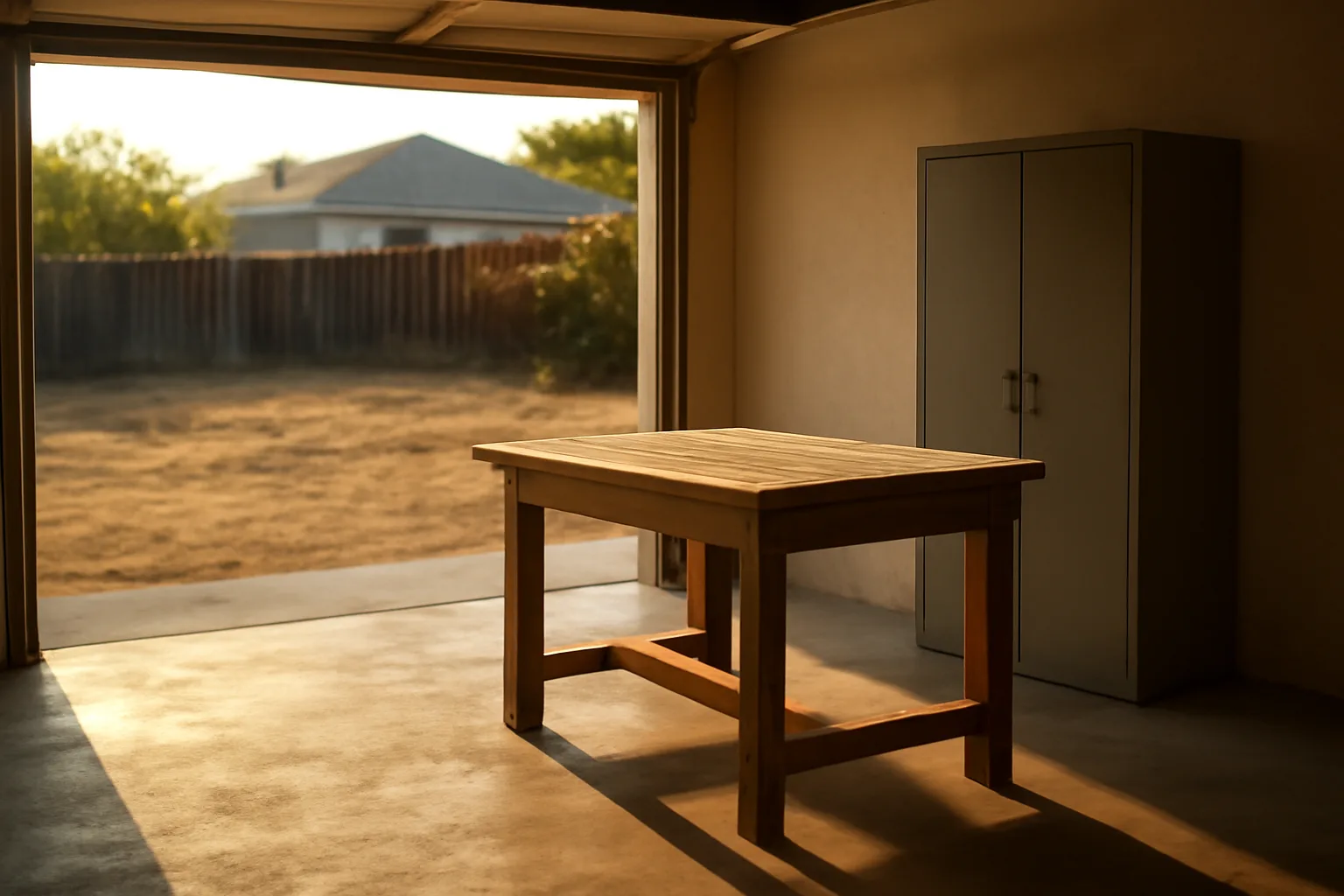 Sunlit California garage workbench for a home-based FFL