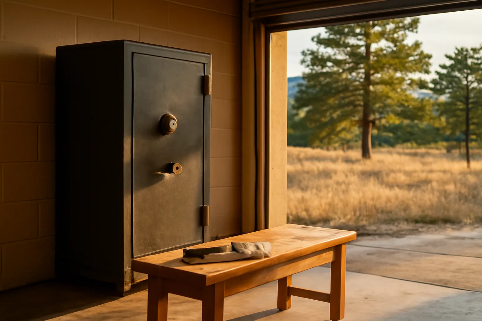 Colorado foothills garage with a closed safe for a home-based FFL